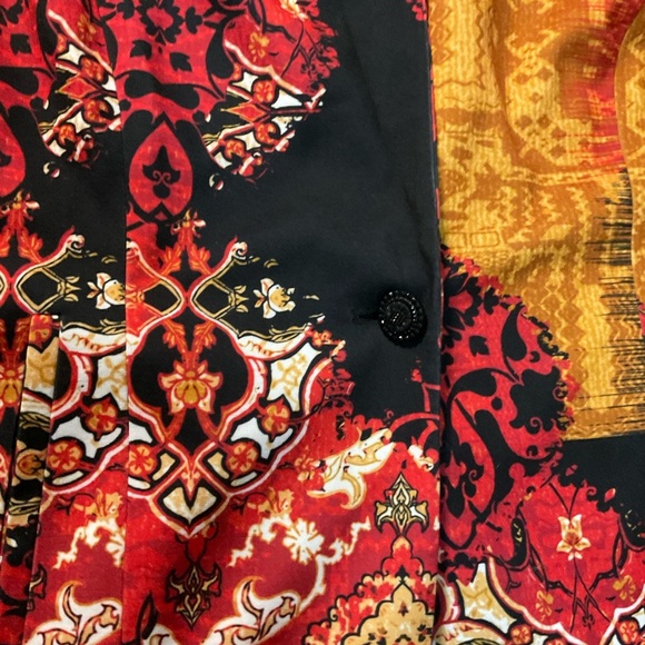 Chicos Jacket Womens 2 Large Printed Statement Blazer Artsy Career Boho Unique - Picture 3 of 12